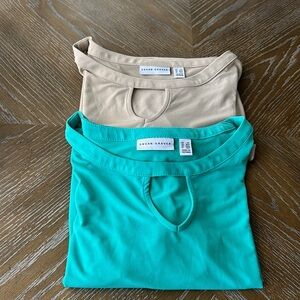 Susan Graver Beige and Teal Tops